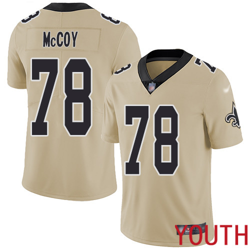 New Orleans Saints Limited Gold Youth Erik McCoy Jersey NFL Football #78 Inverted Legend Jersey->youth nfl jersey->Youth Jersey